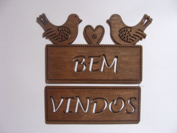 Bem vindos passarinho (Marrom médio patinado)
